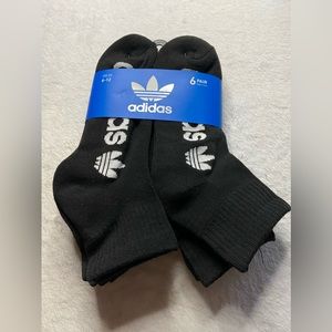 Men’s Adidas Cushioned Quarter Socks 6-Pair (Shoe Sz 6-12) Black NWT $20